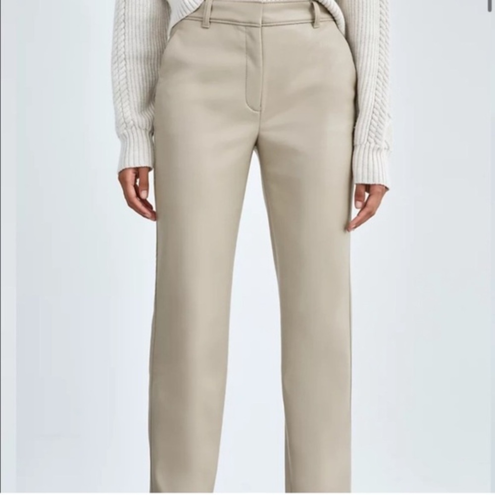 Aritzia Babaton Vegan Leather Beige Women's Pants 2
